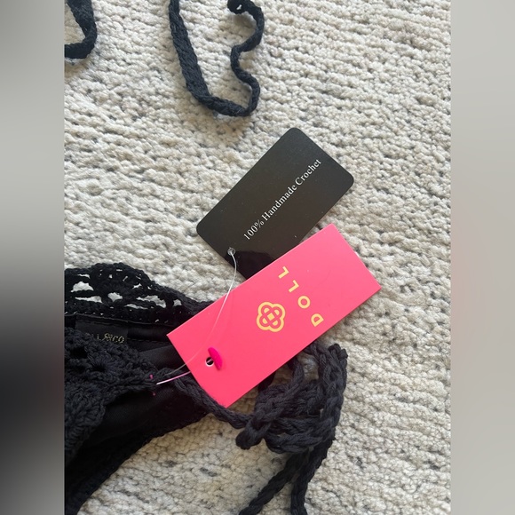 BRAND NEW bathing suit set black crochet bikini top and bottoms - Picture 13 of 16